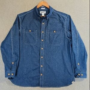 Duluth Trading Co Untucked Shirt Men's XL Tall Blue Relaxed Fit